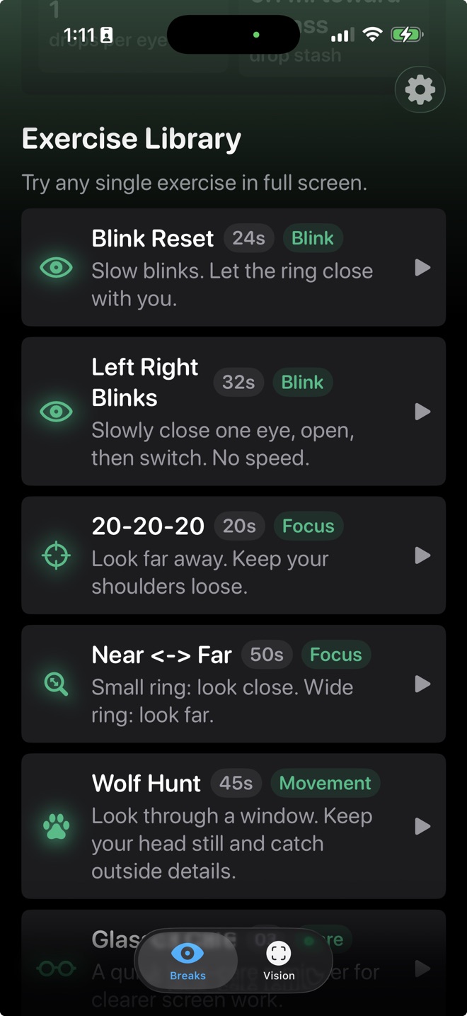 Occhi di lupo exercise library