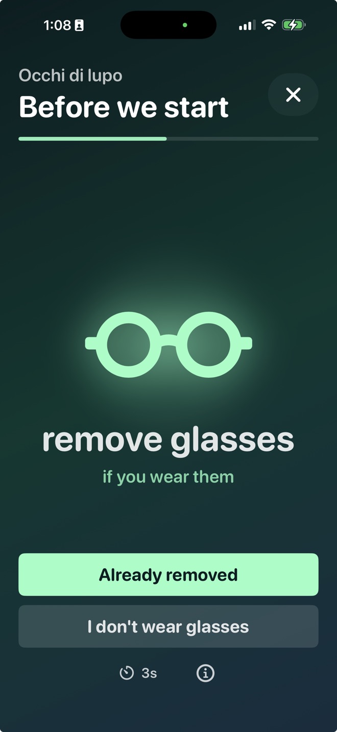 Glasses reminder before an eye break