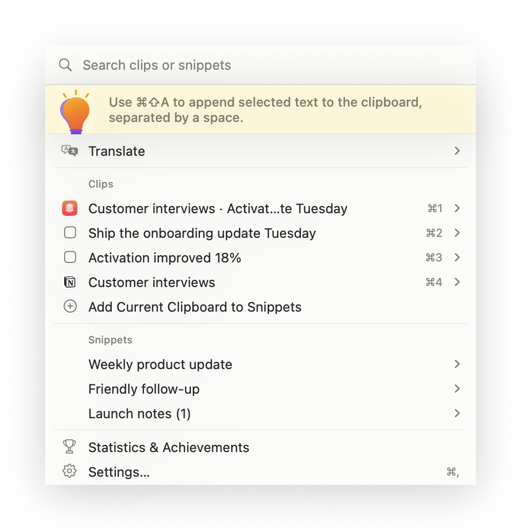 Build One Clipboard Item Across Multiple Apps shown in Ravioli