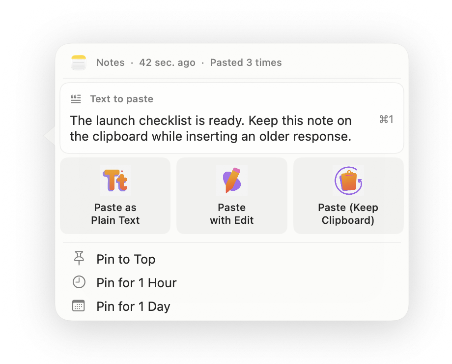 Paste an Older Clip Without Losing the Current One shown in Ravioli
