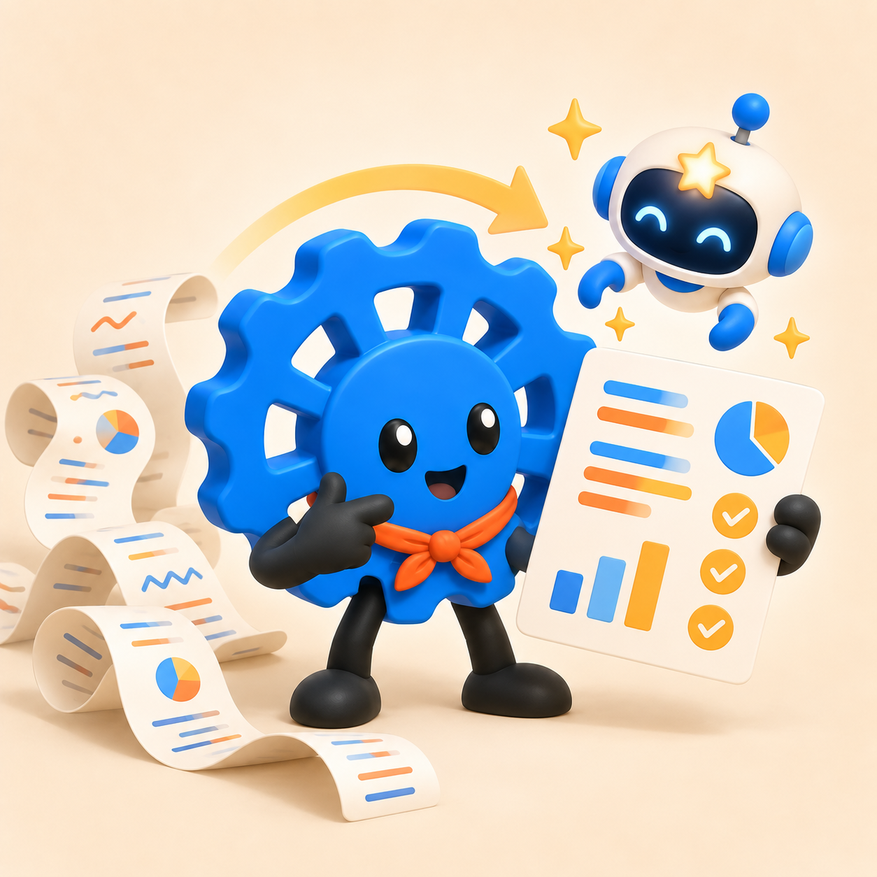 Rotti and a tiny robot turning a tangled strip of work records into a tidy report